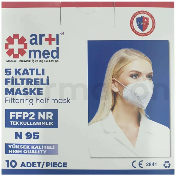 Artımed N95 FFP2 Tekli Paketlenmiş Koruyucu Maske 10'lu ürün görseli 1