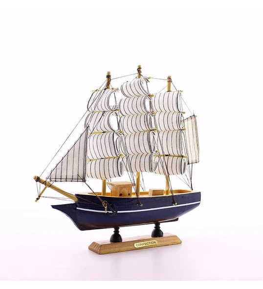 Monalisa Home 29 cm Uzunlukta Ahşap Yelkenli Maket Gemi ürün görseli 1