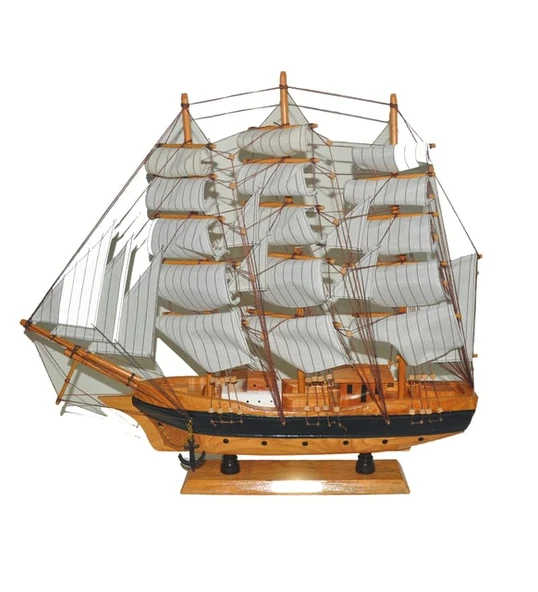 Monalisa Home 37 cm Uzunlukta Ahşap Yelkenli Maket Gemi - Resim 4