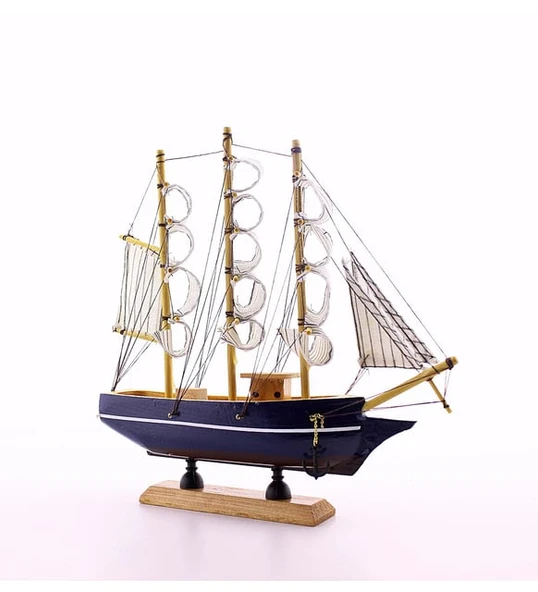 Monalisa Home 29 cm Uzunlukta Ahşap Yelkenli Maket Gemi - Resim 3