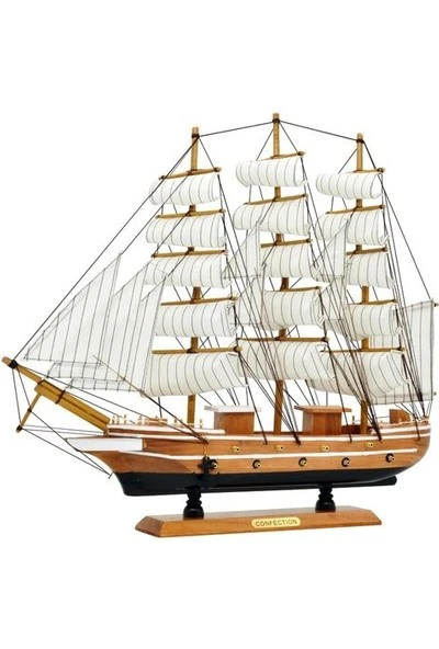 Monalisa Home 50 cm Uzunlukta Ahşap Yelkenli Maket Gemi ürün görseli 1