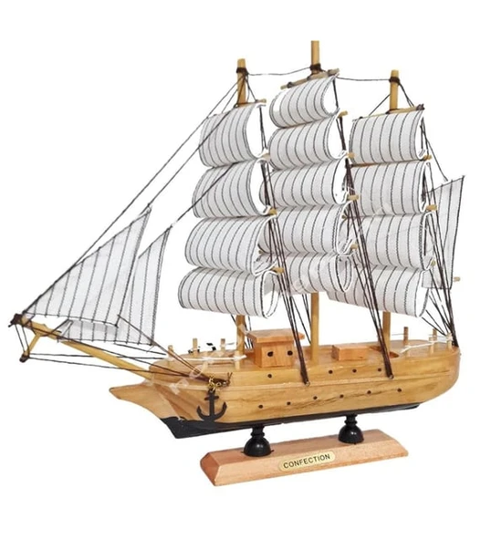 Monalisa Home 23cm Uzunlukta Ahşap Yelkenli Maket Gemi ürün görseli 1