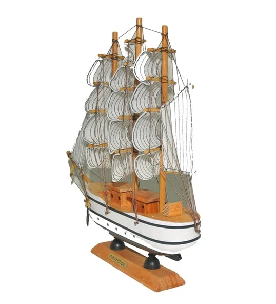 Monalisa Home 32 cm Uzunlukta Ahşap Yelkenli Maket Gemi - Resim 3