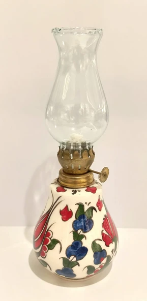 Monalisa Home Beyaz Üstüne Motifli El Yapımı Gaz Lambası - 2