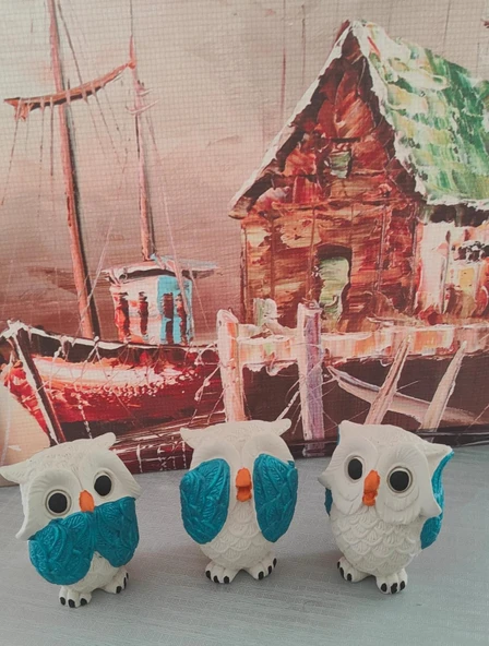 Dekoratif Görmedim Duymadım Bilmiyorum 3’lü Baykuş Biblo