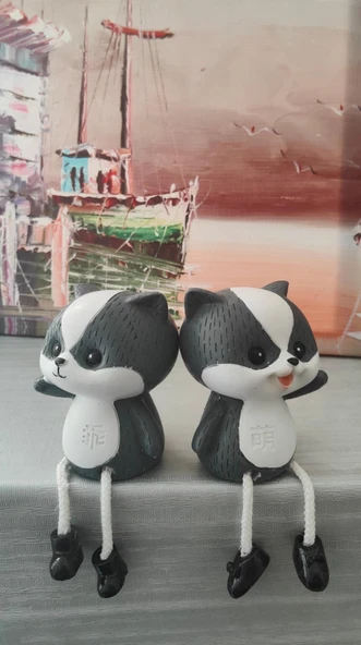 DEKORATİF OTURAN 2 Lİ SİNCAP BİBLO GRİ - 2