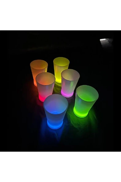 6 Adet Glow Parti Shot Bardak Karanlıkta Parlayan Fosforlu Yılbaşı Neon Tekila Kokteyl Bardağı - Resim 7