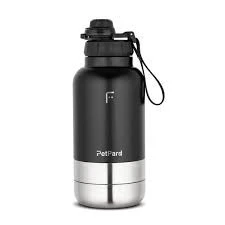 FAKİR PetPard 3 IN 1 Kedi & Köpek Mama Kabı ve Paslanmaz Çelik Termos, 1 Litre, Siyah - 1