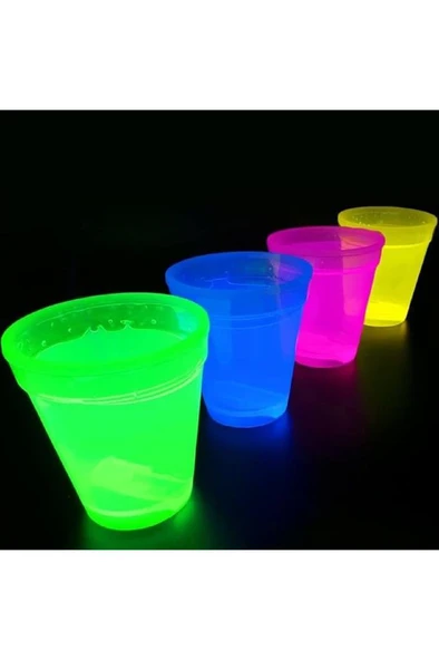 8 Adet Glow Parti Bardak Karanlıkta Parlayan Yılbaşı Neon Işıklı Kokteyl Bardağı 8.5x10.5 cm - Resim 7