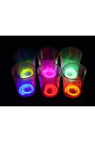 8 Adet Glow Parti Bardak Karanlıkta Parlayan Yılbaşı Neon Işıklı Kokteyl Bardağı 8.5x10.5 cm - Resim 6