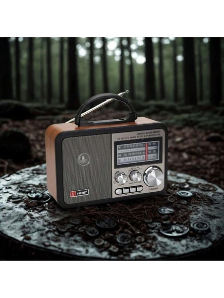 NS-8897 Orta Boy Retro, Nostaljik, Ahşap Tasarım Bluetooth Hoparlörlü, Şarjlı, Taşınabilir Fm/am Destekli Radyo - Resim 3
