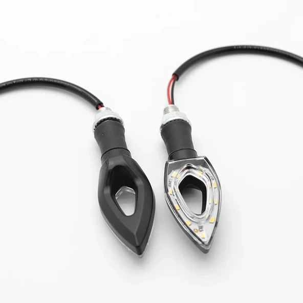 Motosiklet Üniversal Led Sinyal Beyaz Camlı - 2