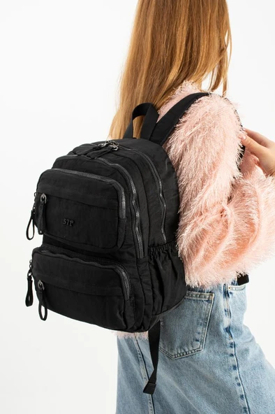 Kadın Sırt Çantası Ultra Hafif Poliamid Kumaş Su Geçirmez Çok Cepli Günlük Sırt Çantası 35*25 Cm - Resim 9