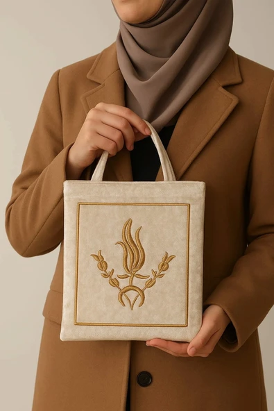 Çeyizlik Kuran Çantası, Terlik Çantası Cappucino ürün görseli