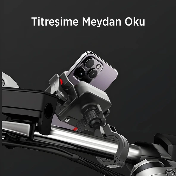 Gidon Bağlantılı 360° Derece Ayarlanabilir 3.5'-7.2' Uyumlu Motosiklet Bisiklet Telefon Tutucu - 4