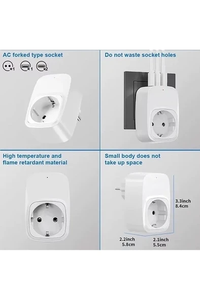 Tekli Yüksek Voltaj Korumalı Duvar Prizi 2x Type-c 1x Usb Çıkışlı Priz Grup Priz Çoğaltıcı Siyah - 3