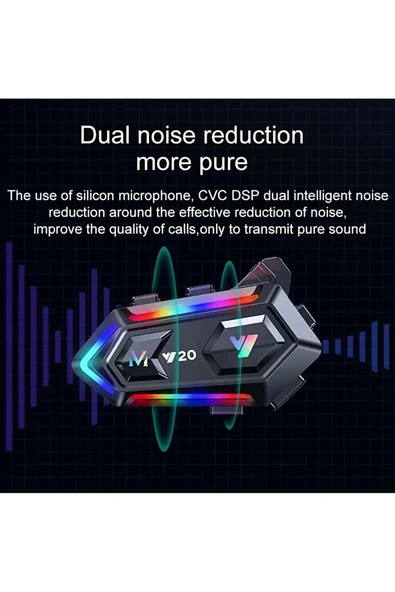 Y20 Motor Kurye Kask Kulaklık Rgb Modlu Bluetooth Motosiklet Kulaklık 5.3 Bluetooth Interkom - 5