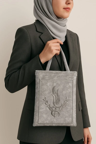 Çeyizlik Kuran Çantası, Terlik Çantası Gri ürün görseli