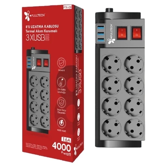 Ftr-08 8 li Termal Akım Korumalı Priz - 1