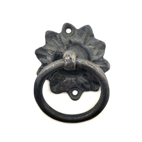 Antika Tarz Dekoratif Pirinç Çiçek Mobilya Kulbu, Kapı Kilit Halkası - 50mm, Oksit ürün görseli 1