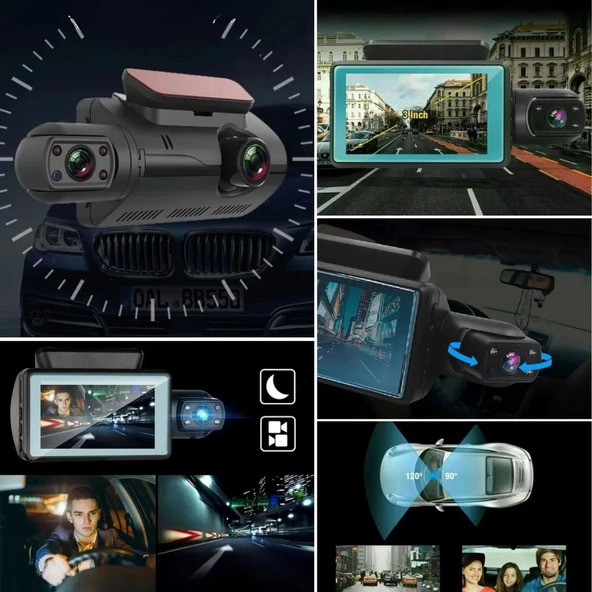 Byhodi® Araç İçi & Dışı Çift Lensli WiFi Kamera - 1080P HD,Gece Görüşlü, G-Sensörlü DVR Dashcam - 3