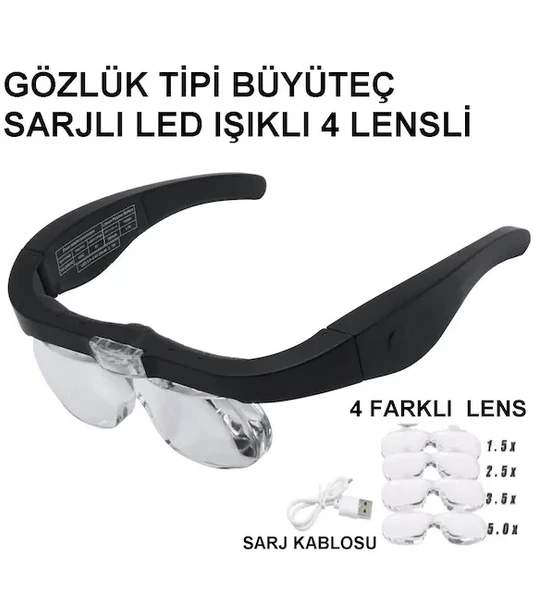 - Şarjlı Gözlük Büyüteç  4 Farklı Lens -11537dc - 3