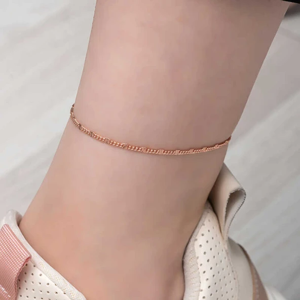 925 Ayar Gümüş Rose Kalemli Halhal T8109 (599599) ürün görseli 1