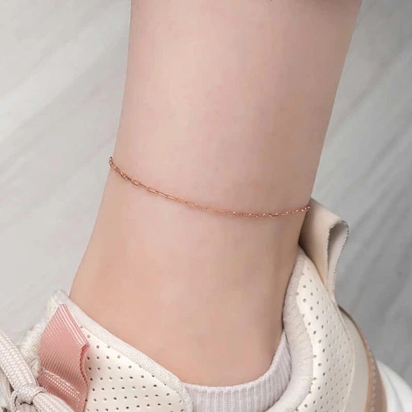 925 Ayar Gümüş Rose Zincir Desenli Halhal T8131 (599599) ürün görseli 1