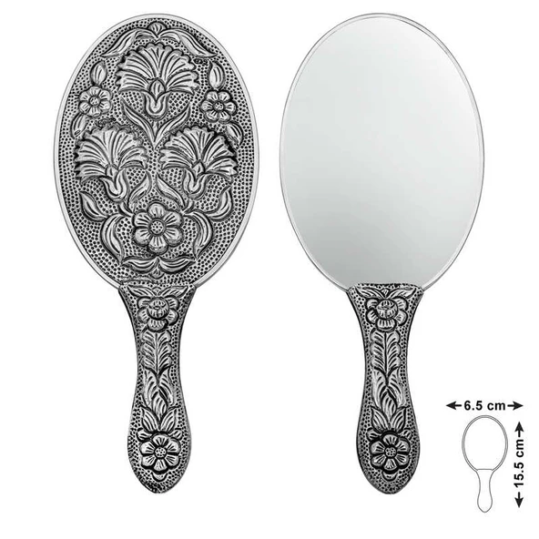 925 Ayar Gümüş Karanfil Motifli El Aynası T8634 (599599) - 1