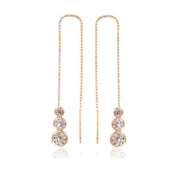 925 Ayar Gümüş Beyaz Taşlı Zincirli Küpe EA1160048 (599599) ürün görseli 1