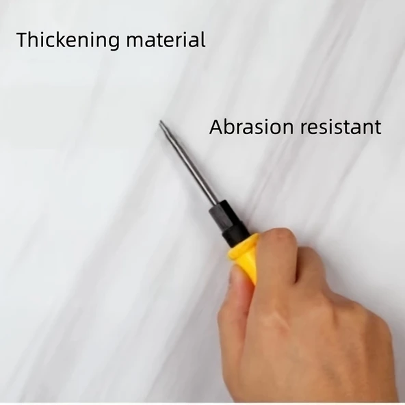 Mermer Desenli Mutfak Duvar Kağıdı Sticker - 5mx60cm Su Geçirmez, Yağa Dayanıklı, Yüksek Sıcaklığa Dayanıklı Tezgah, Dolap, Ocak Yenileme Folyosu T04 - 3