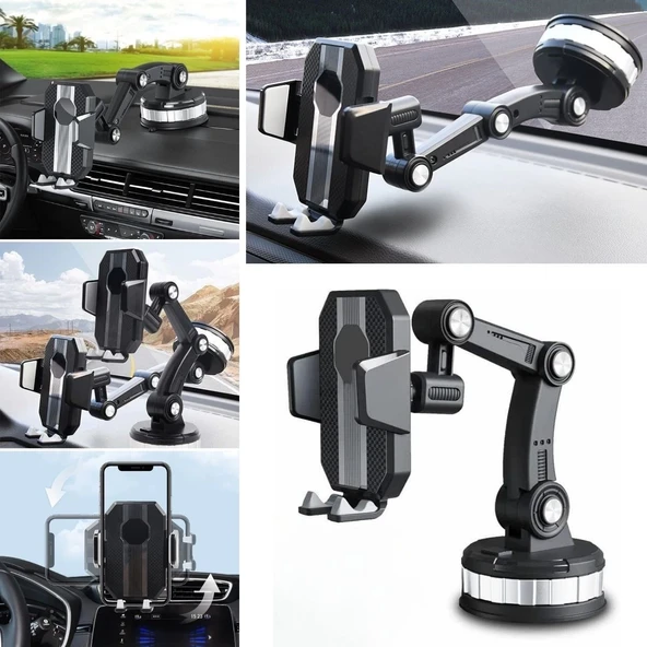 Jel Vantuzlu Cama Takılabilen Güçlü 360 Derece Dönebilen Ayarlanabilir Araç Içi Vantuzlu Telefon Tutucu ürün görseli 1