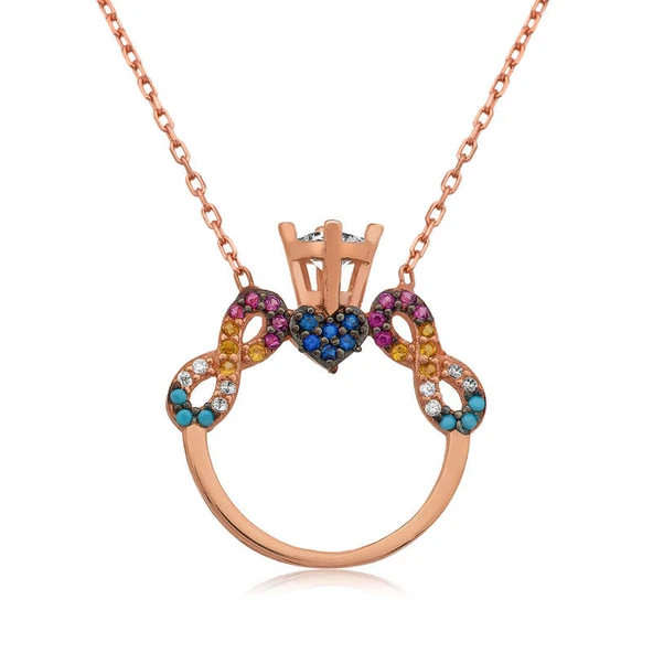 925 Ayar Gümüş Tek Taş Sonsuz Aşk Kadın Gümüş Kolye PT2610883 (599599) ürün görseli 1