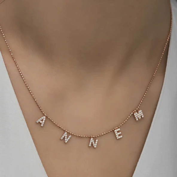 925 Ayar Gümüş Annem Yazılı Bayan Gümüş Kolye T6321 (599599) - Resim 2