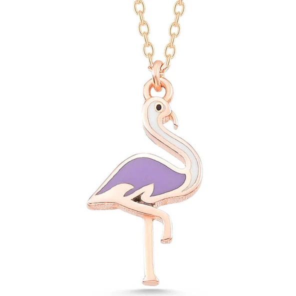 925 Ayar Gümüş Rose Flamingo Kadın Kolye T7788 (599599) - 3