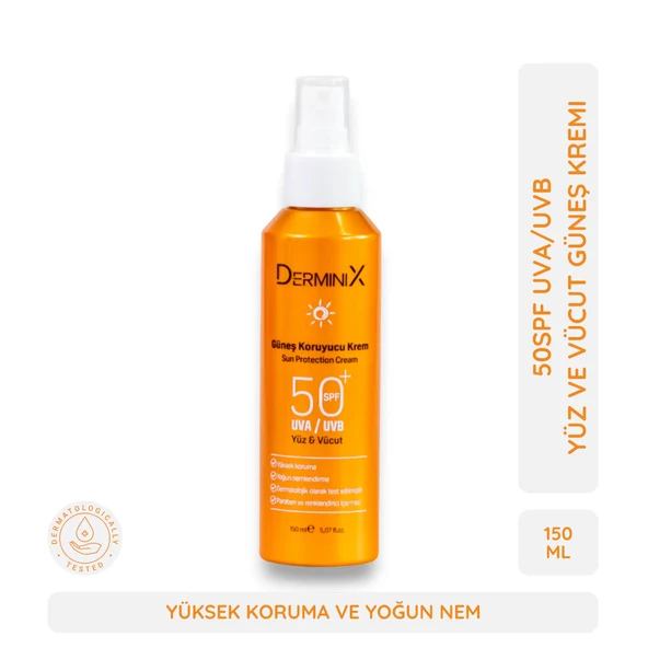 Derminix, Yüz ve Vücut Güneş Koruyucu Sprey Krem Spf50+ - 150 ml ürün görseli