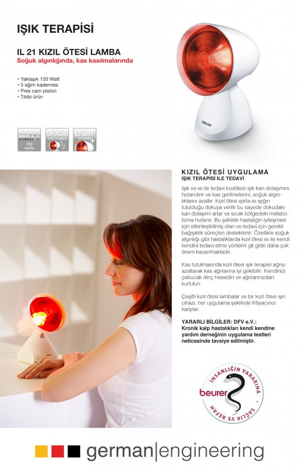 Beurer IL 21  Infraruj /kızılötesi Lamba Fizik Tedavisi soğuk Algınlığı Lambası Light - 5