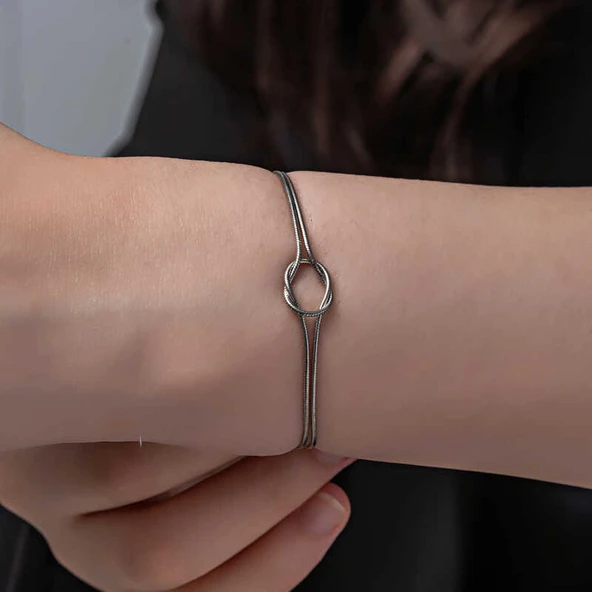 925 Ayar Gümüş Aşk Düğüm Kadın Bileklik T8076 (599599) - Resim 3