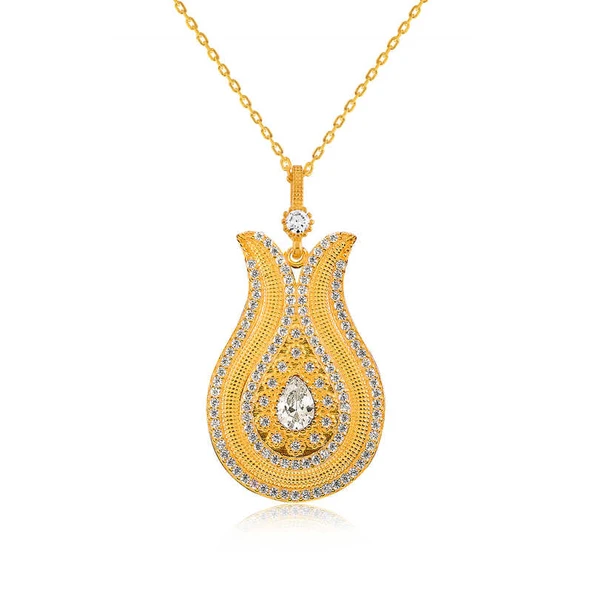 925 Ayar Gümüş Damla Taşlı Lale Kadın Gümüş Kolye PT2610655 (599599) ürün görseli 1