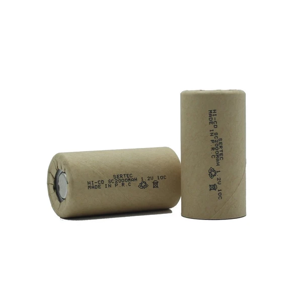 1.2V Ni-Cd SC 2000 Mah Kağıt Şarjlı Pil 10C Başsız/Flat Head (599599) ürün görseli 1
