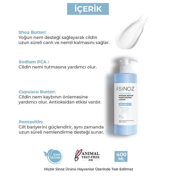 Sinoz, Yoğun Nemlendirici ve Onarıcı, El Ve Vücut Losyonu - 400 ml - 3