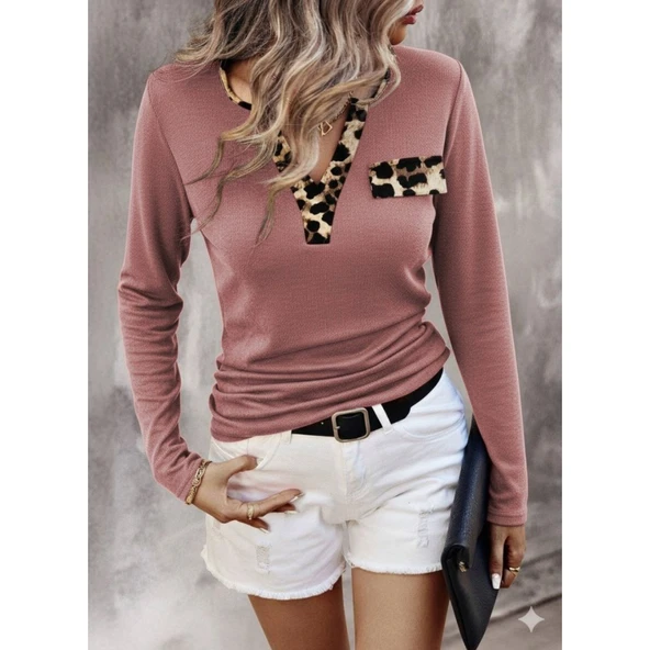 Lucky Life Kadın Uzun Kollu V Yakalı Kaşkorse Bluz
