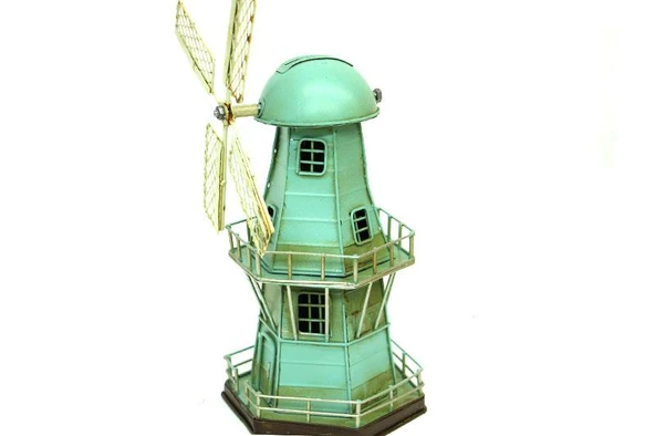 Dekoratif Metal Yel Değirmeni Kumbara Vintage Biblo Hediyelik (599599) - 4