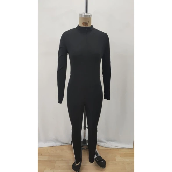 Lucky Life Kadın Uzun Kollu önden Fermuarlı şardonlu Dalgıç Tulum - 5