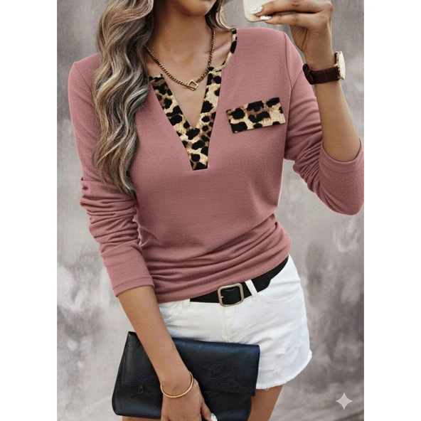 Lucky Life Kadın Uzun Kollu V Yakalı Kaşkorse Bluz - 4