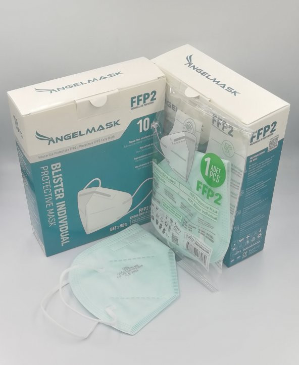 AngelMask Yetişkin Yeşil Renkli FFP2 N95 Maske 10lu Kutu - 3