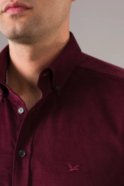 DORSS SLİMFİT ERKEK İNCE FİTİLLİ KADİFE GÖMLEK - Resim 12