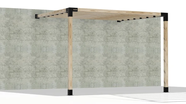 iAhşap Sundurma Pergola Braket Seti 2 Ana Direkli Üstü Izgaralı Eğimli Sundurma - 6