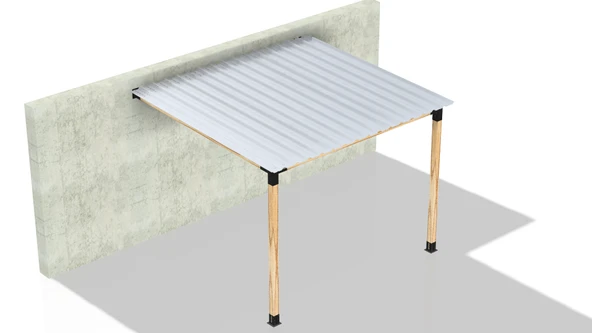 iAhşap Sundurma Pergola Braket Seti 2 Ana Direkli Trapez Sac Gölgelikli - 7