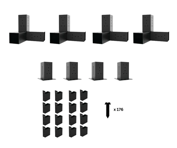 iAhşap Pergola Braket Seti 4 Ana Direkli Dalgalı Gölgelikli Üst Izgaralı - 2